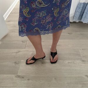 Zara Black Thong Kitten Heel Sandals